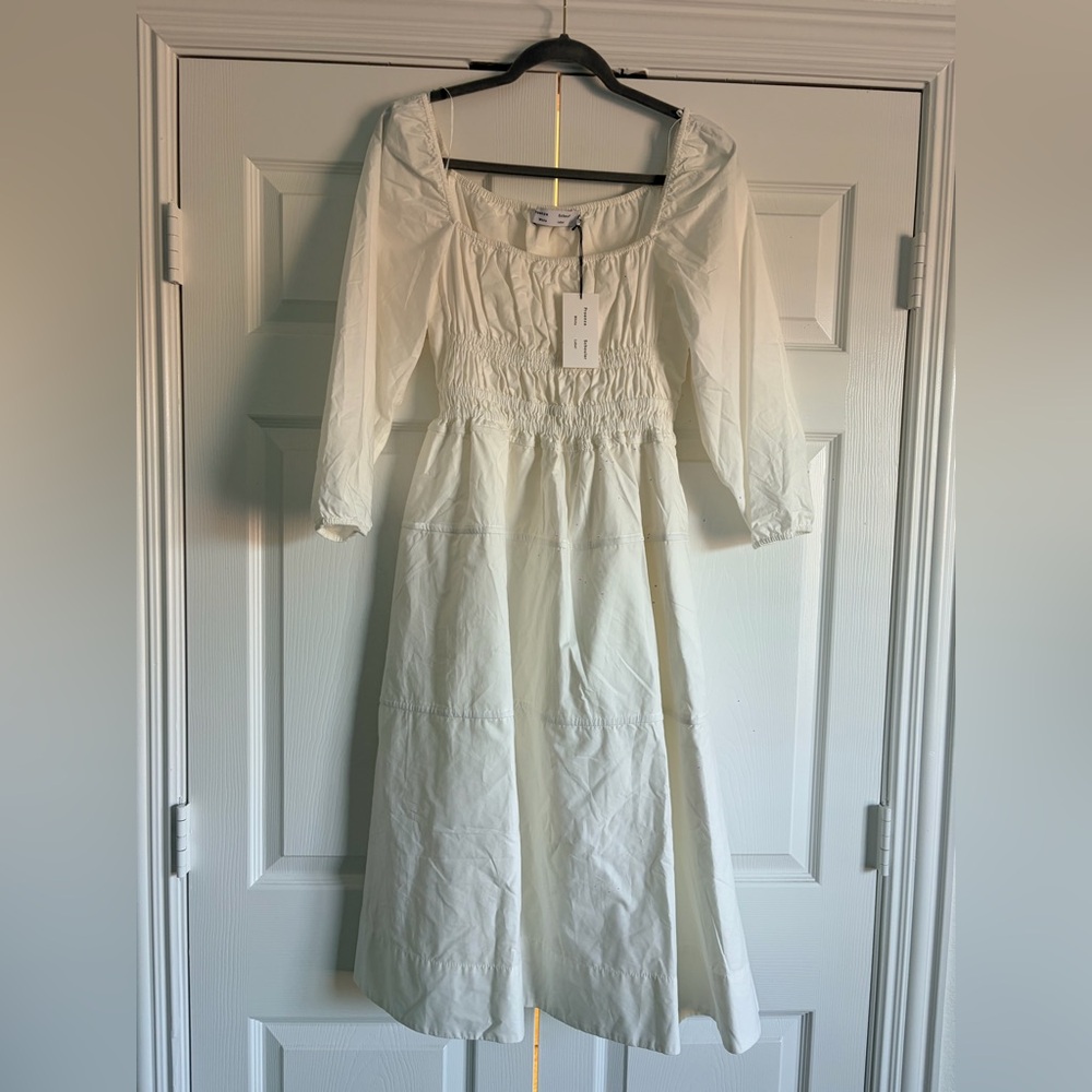 Proenza Schouler White Smocked Midi Dress
